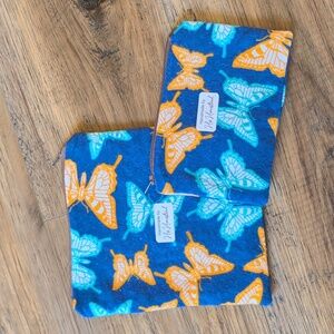 Handmade Butterfly Zippered Pouch Set, Blue, Orange, Teal, & Brown, Fleece, Soft